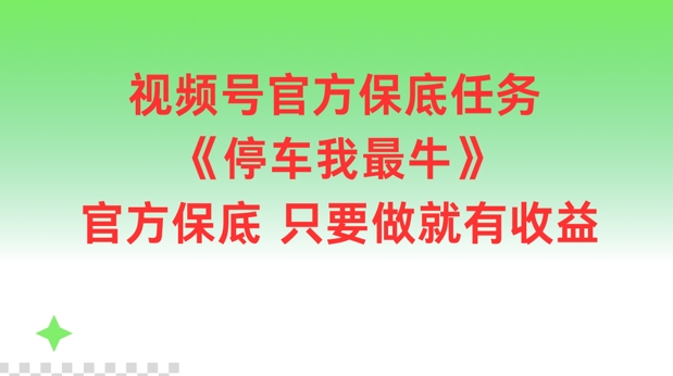 视频号官方保底任务，停车我最牛，官方保底只要做就有收益【揭秘】-HEIXMI（中国站）