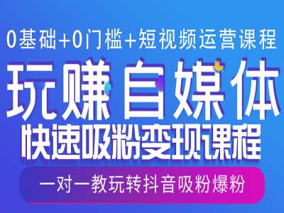 0基础+0门槛+短视频运营课程，玩赚自媒体快速吸粉变现课程，一对一教玩转抖音吸粉爆粉-HEIXMI（中国站）