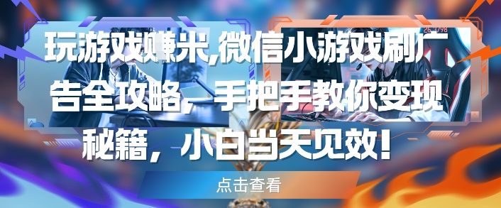 玩游戏挣米，微信小游戏刷广告全攻略，手把手教你变现秘籍，小白当天见效 - HEIXMI（中国站）-HEIXMI（中国站）
