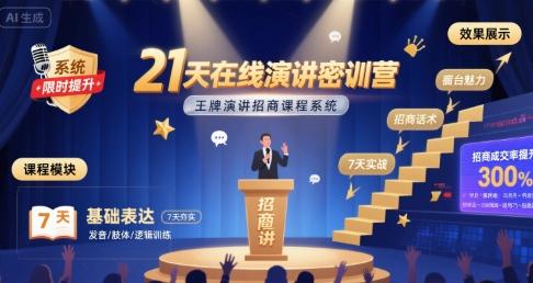 21天在线演讲密训营，王牌演讲招商课程系统-HEIXMI（中国站）