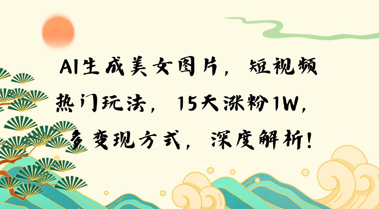 AI生成美女图片，短视频热门玩法，15天涨粉1W，多变现方式，深度解析!-HEIXMI（中国站）