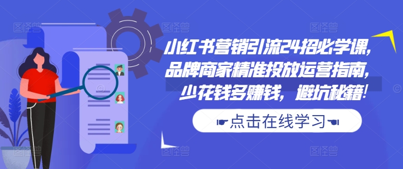 小红书营销引流24招必学课，品牌商家精准投放运营指南，少花钱多赚钱，避坑秘籍!-HEIXMI（中国站）
