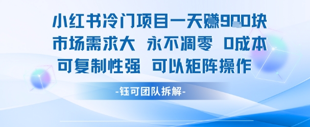 小红书冷门项目一天收益9张，市场需求大，0成本，可复制性强可以矩阵操作-HEIXMI（中国站）