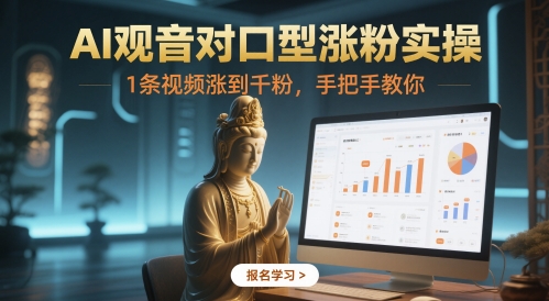 AI观音对口型涨粉实操，1条视频涨到千粉，手把手教你-HEIXMI（中国站）