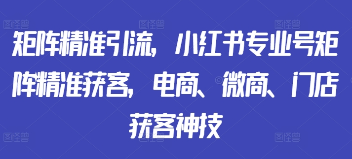 矩阵精准引流，小红书专业号矩阵精准获客，电商、微商、门店获客神技-HEIXMI（中国站）