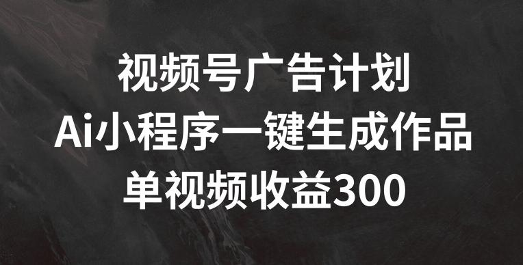 视频号广告计划，AI小程序一键生成作品， 单视频收益300+【揭秘】-HEIXMI（中国站）