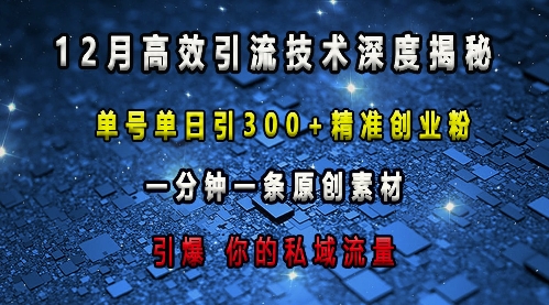最新高效引流技术深度揭秘 ，单号单日引300+精准创业粉，一分钟一条原创素材，引爆你的私域流量-HEIXMI（中国站）