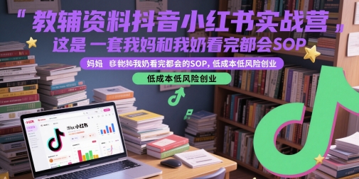 教辅资料抖音小红书实战营，这是一套我妈和我奶看完都会的SOP，低成本低风险创业(更新)-HEIXMI（中国站）