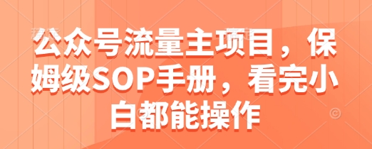 公众号流量主项目，保姆级SOP手册，看完小白都能操作-HEIXMI（中国站）