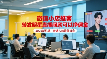 微信小店推客，转发明星直播间就可以挣佣金，2025新机遇，普通人的最佳机会-HEIXMI（中国站）