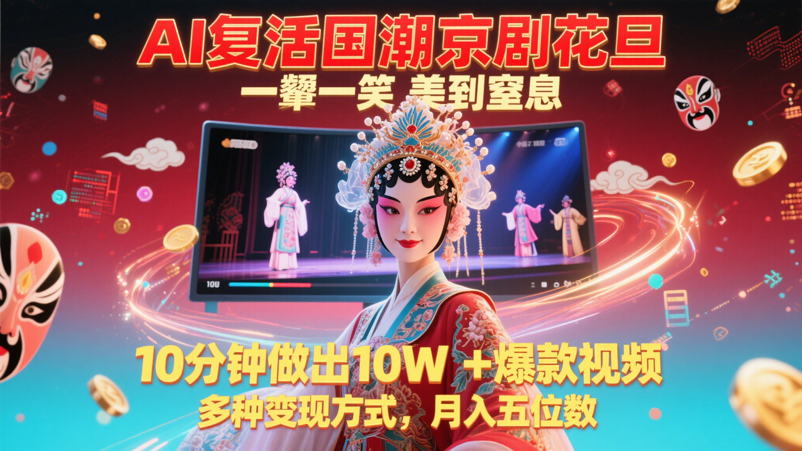 AI复活国潮京剧花旦，一颦一笑美到窒息，10分钟做出10W+爆款视频，多种变现方式 - HEIXMI（中国站）-HEIXMI（中国站）