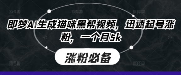 即梦AI生成猫咪黑帮视频，迅速起号涨粉，一个月5k-HEIXMI（中国站）