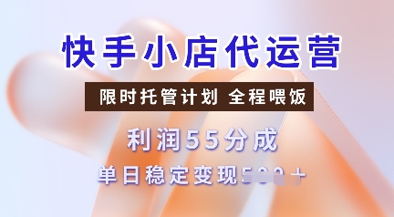 快手小店代运营，限时托管计划，收益55分，单日稳定变现多张【揭秘】-HEIXMI（中国站）