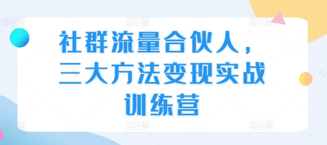 社群流量合伙人，三大方法变现实战训练营-HEIXMI（中国站）