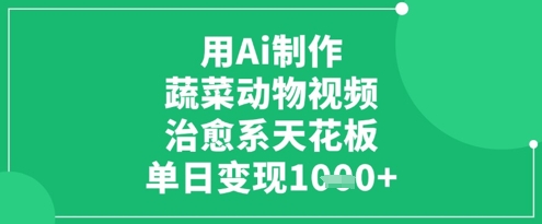 用Ai制作蔬菜动物视频，治愈系天花板，单日变现1k-HEIXMI（中国站）