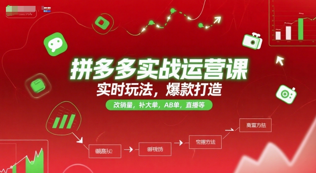 拼多多实战运营课，实时玩法，爆款打造，改销量，补大单，AB单，直播等(更新2025月)-HEIXMI（中国站）
