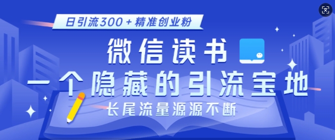 微信读书，一个隐藏的引流宝地，不为人知的小众打法，日引流300+精准创业粉，长尾流量源源不断-HEIXMI（中国站）