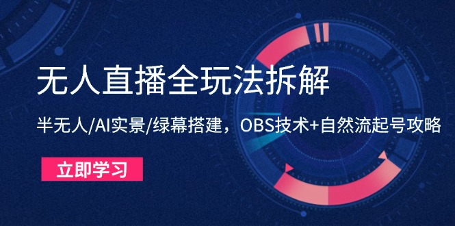 无人直播全玩法拆解：半无人/AI实景/绿幕搭建，OBS技术+自然流起号攻略-HEIXMI（中国站）