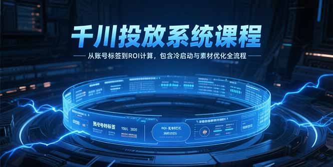 千川投放系统课程，从账号标签到ROI计算，包含冷启动与素材优化全流程-HEIXMI（中国站）