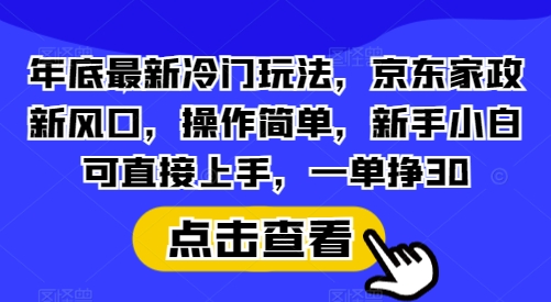 年底最新冷门玩法，京东家政新风口，操作简单，新手小白可直接上手，一单挣30【揭秘】-HEIXMI（中国站）