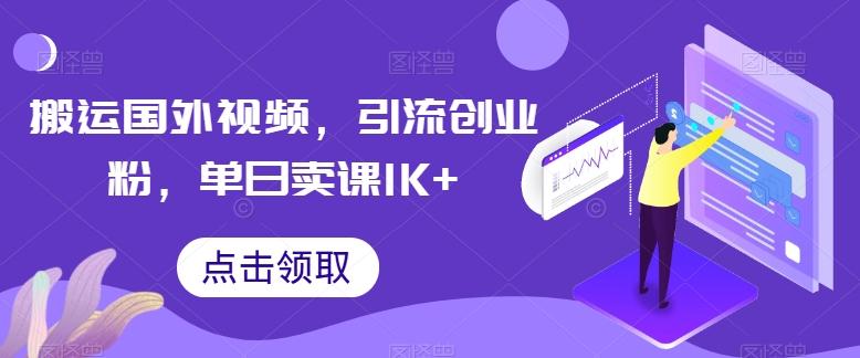 搬运国外视频，引流创业粉，单日卖课1K+【揭秘】-HEIXMI（中国站）