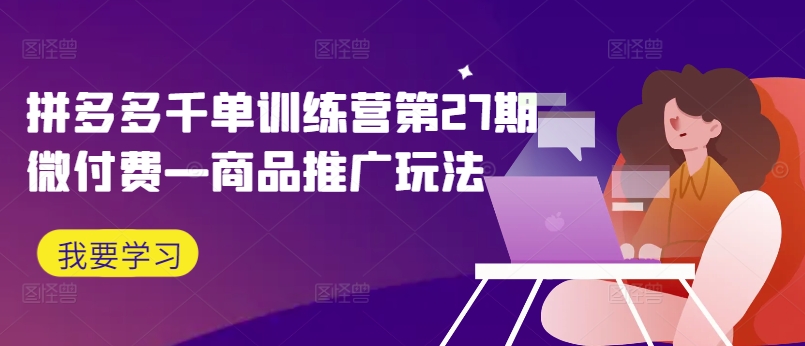 拼多多千单训练营第27期微付费—商品推广玩法-HEIXMI（中国站）