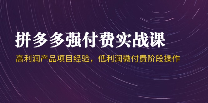 拼多多强付费实战课-44期，高利润产品项目经验，低利润微付费阶段操作 - HEIXMI（中国站）-HEIXMI（中国站）