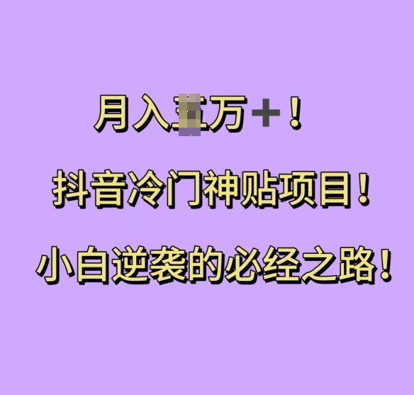 抖音冷门神贴项目，小白逆袭的必经之路，月入过W【揭秘】-HEIXMI（中国站）
