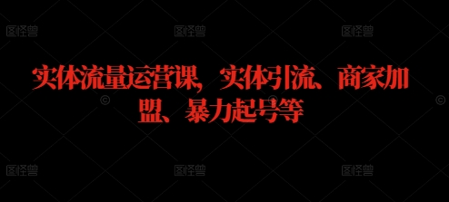 实体流量运营课，实体引流、商家加盟、暴力起号等-HEIXMI（中国站）