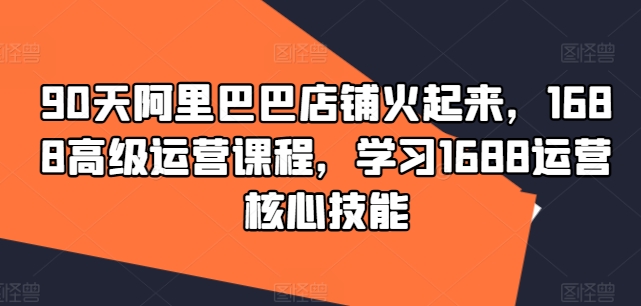 90天阿里巴巴店铺火起来，1688高级运营课程，学习1688运营核心技能-HEIXMI（中国站）