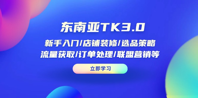 东南亚TK3.0：新手入门/店铺装修/选品策略/流量获取/订单处理/联盟营销等-HEIXMI（中国站）