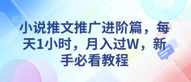 小说推文推广进阶篇，每天1小时，月入过W，新手必看教程-HEIXMI（中国站）