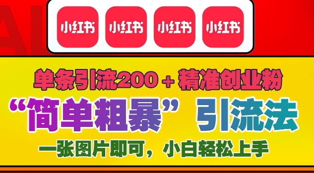 12月底小红书”简单粗暴“引流法，单条引流200+精准创业粉-HEIXMI（中国站）