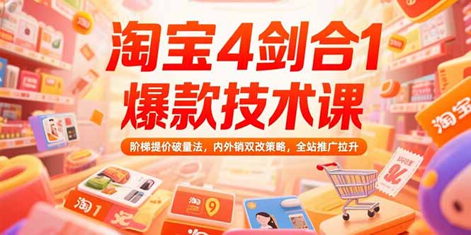 淘宝4剑合1爆款技术课73期：阶梯提价破量法，内外销双改策略 全站推广拉升-HEIXMI（中国站）
