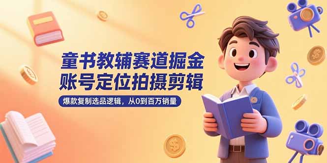童书教辅赛道掘金，账号定位拍摄剪辑，爆款复制选品逻辑，从0到百万销量-HEIXMI（中国站）
