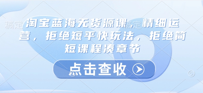 淘宝蓝海无货源课，精细运营，拒绝短平快玩法，拒绝简短课程凑章节-HEIXMI（中国站）
