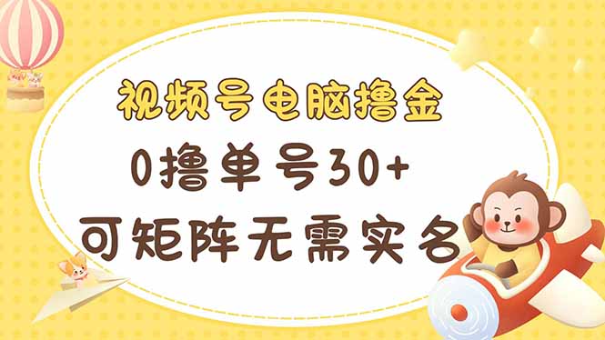 视频号电脑撸金 0撸单号30+ 可矩阵 无需实名多号多得-HEIXMI（中国站）