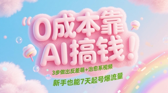 0成本靠AI搞钱！3步做出反差萌+治愈系视频，新手也能7天起号爆流量 - HEIXMI（中国站）-HEIXMI（中国站）
