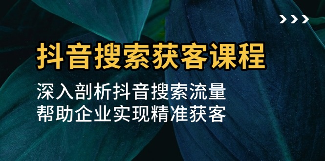 抖音搜索获客课程：深入剖析抖音搜索流量，帮助企业实现精准获客-HEIXMI（中国站）