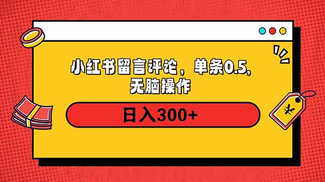 小红书评论单条0.5元，日入300＋，无上限，详细操作流程-HEIXMI（中国站）