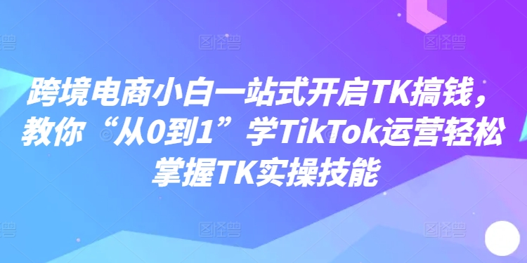 跨境电商小白一站式开启TK搞钱，教你“从0到1”学TikTok运营轻松掌握TK实操技能-HEIXMI（中国站）