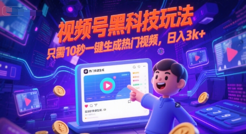 视频号黑科技玩法，只需10秒一键生成热门视频，日入3k+【揭秘】 - HEIXMI（中国站）-HEIXMI（中国站）
