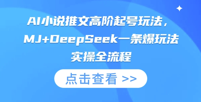 AI小说推文高阶起号玩法，MJ+DeepSeek一条爆玩法实操全流程-HEIXMI（中国站）