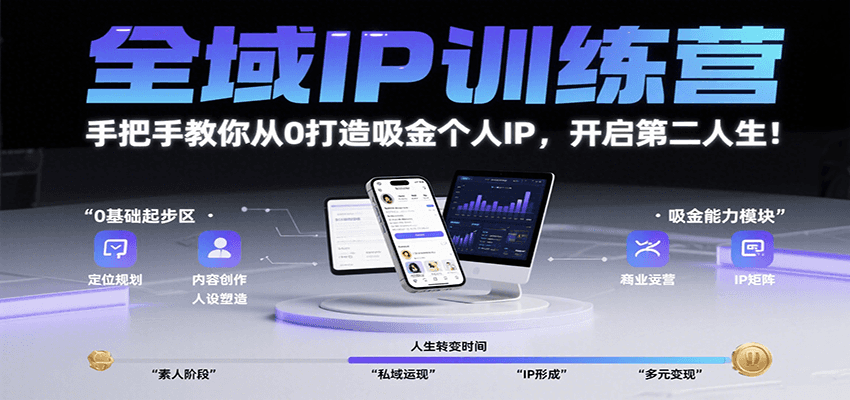 全域IP训练营，手把手教你从0打造吸金个人IP，开启第二人生！-HEIXMI（中国站）