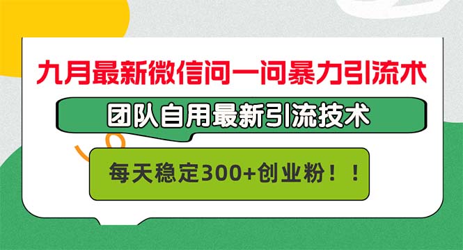 九月最新微信问一问暴力引流术，团队自用引流术，每天稳定300+创…-HEIXMI（中国站）