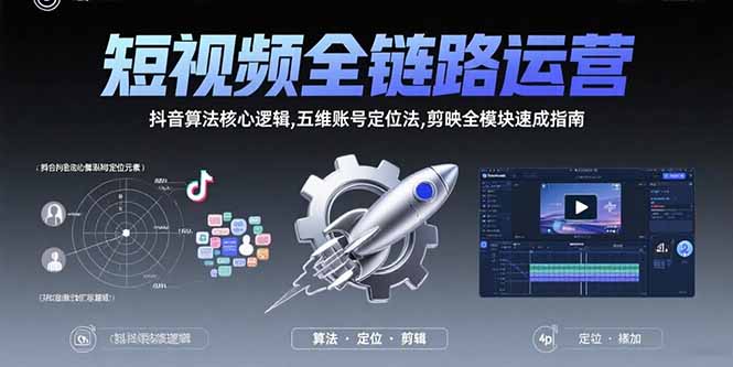 短视频全链路运营：抖音算法核心逻辑,五维账号定位法,剪映全模块速成指南-HEIXMI（中国站）