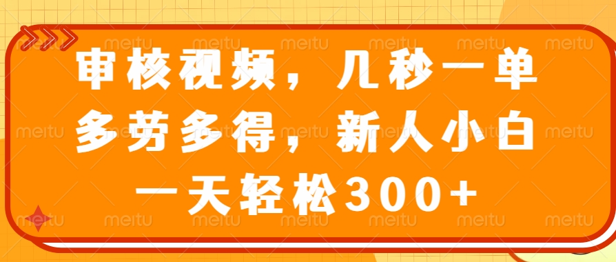 审核视频，几秒一单，多劳多得，新人小白一天轻松300+-HEIXMI（中国站）