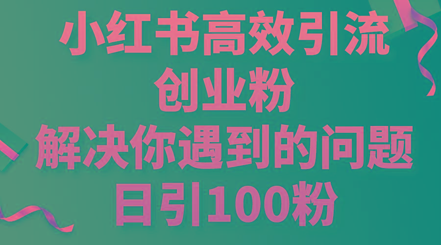 小红书高效引流创业粉，解决你遇到的问题，日引100粉-HEIXMI（中国站）