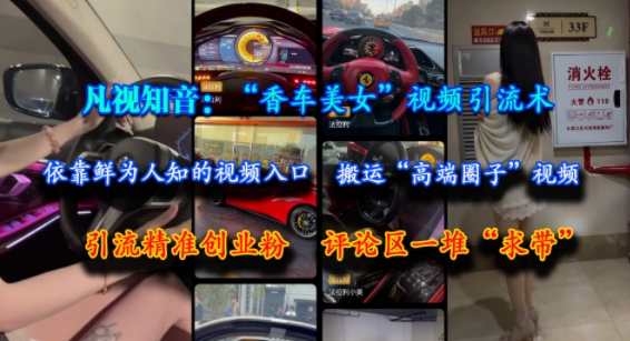凡视知音：“香车美女”视频引流术，依靠鲜为人知的视频入口，搬运“高端圈子”视频，引流精准创业粉，评论区一堆“求带” - HEIXMI（中国站）-HEIXMI（中国站）