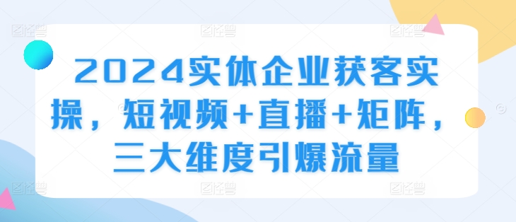 2024实体企业获客实操，短视频+直播+矩阵，三大维度引爆流量-HEIXMI（中国站）